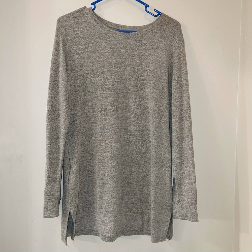 Heathered Beige Tunic Sweatshirt with Pockets
